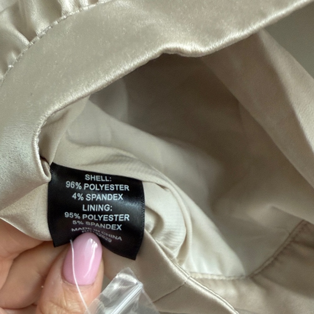 REVOLVE NBD Imogen Satin Crop Top Long Sleeve Wrap Color Champagne Small - Picture 12 of 12